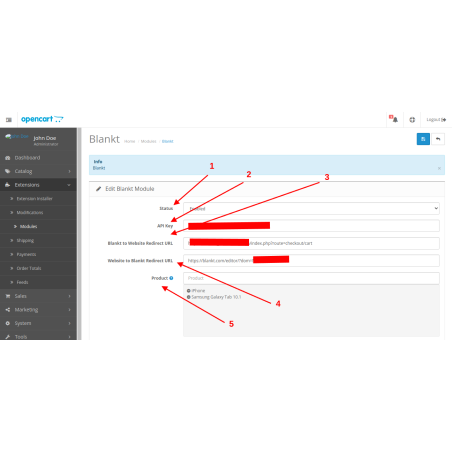 Opencart Blankt Integration